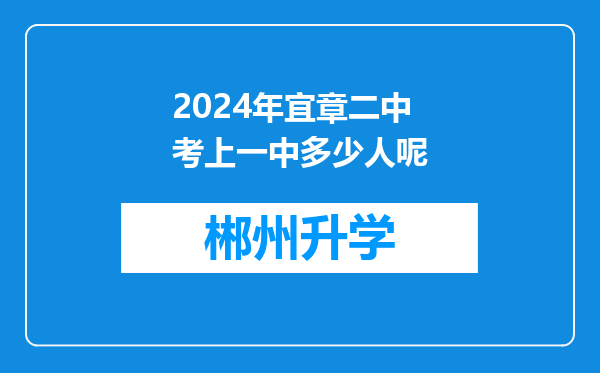 2024年宜章二中考上一中多少人呢