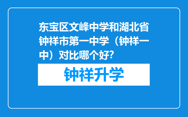 东宝区文峰中学和湖北省钟祥市第一中学（钟祥一中）对比哪个好？