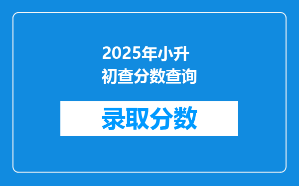 2025年小升初查分数查询