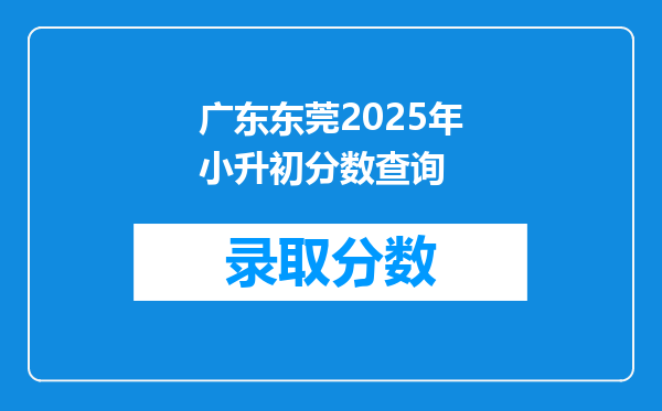 广东东莞2025年小升初分数查询