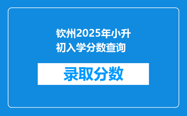 钦州2025年小升初入学分数查询