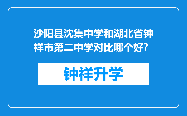 沙阳县沈集中学和湖北省钟祥市第二中学对比哪个好？