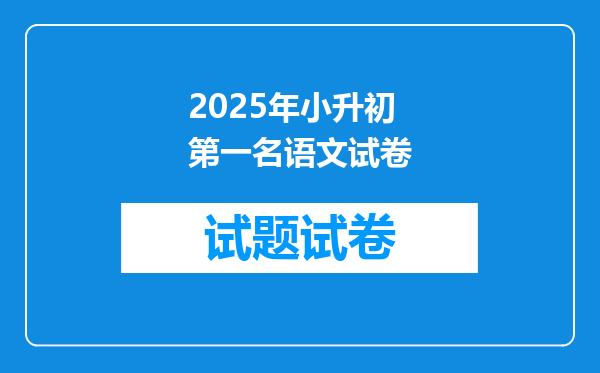 2025年小升初第一名语文试卷