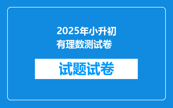 2025年小升初有理数测试卷