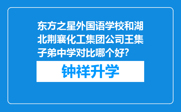 东方之星外国语学校和湖北荆襄化工集团公司王集子弟中学对比哪个好？