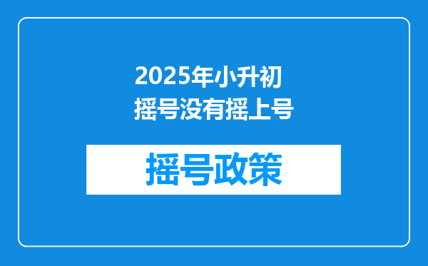 2025年小升初摇号没有摇上号