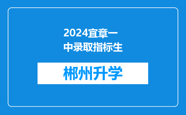 2024宜章一中录取指标生