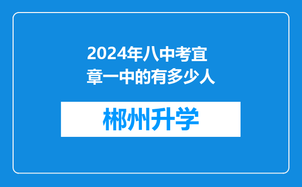 2024年八中考宜章一中的有多少人