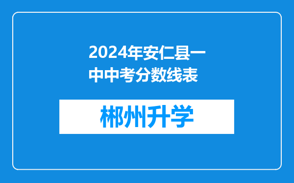 2024年安仁县一中中考分数线表