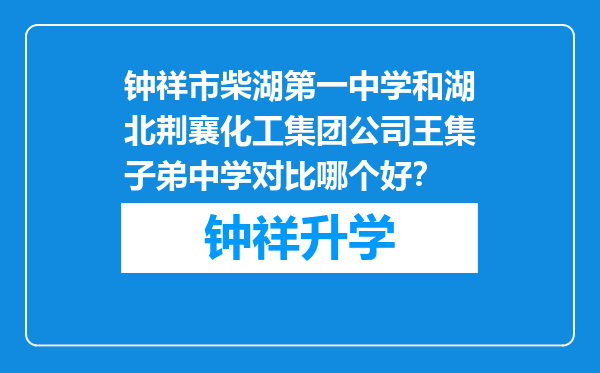 钟祥市柴湖第一中学和湖北荆襄化工集团公司王集子弟中学对比哪个好？