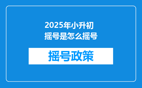 2025年小升初摇号是怎么摇号