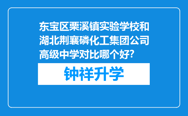 东宝区栗溪镇实验学校和湖北荆襄磷化工集团公司高级中学对比哪个好？