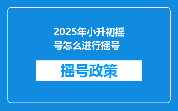 2025年小升初摇号怎么进行摇号