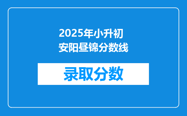 2025年小升初安阳昼锦分数线