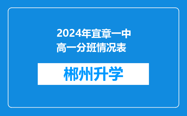 2024年宜章一中高一分班情况表