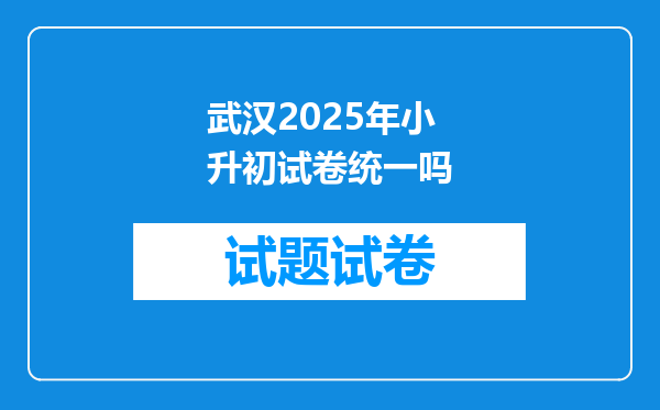 武汉2025年小升初试卷统一吗