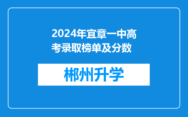 2024年宜章一中高考录取榜单及分数