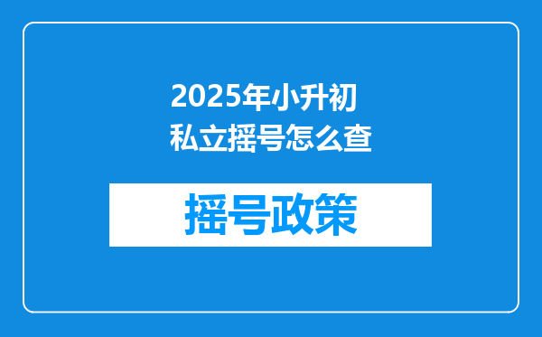 2025年小升初私立摇号怎么查