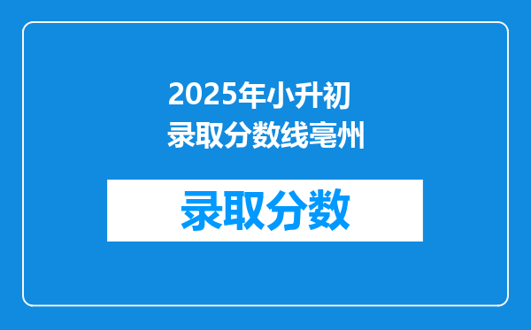 2025年小升初录取分数线亳州