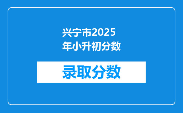 兴宁市2025年小升初分数