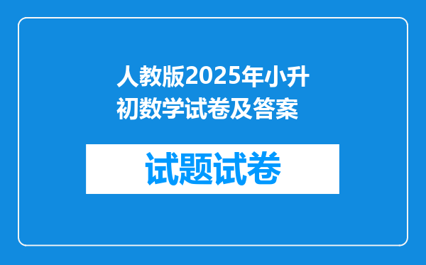 人教版2025年小升初数学试卷及答案