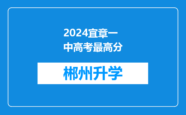 2024宜章一中高考最高分