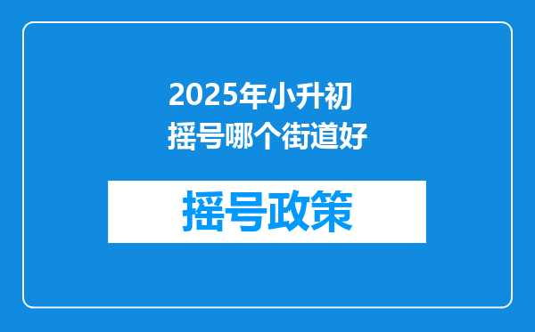 2025年小升初摇号哪个街道好