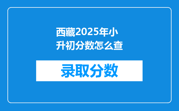 西藏2025年小升初分数怎么查