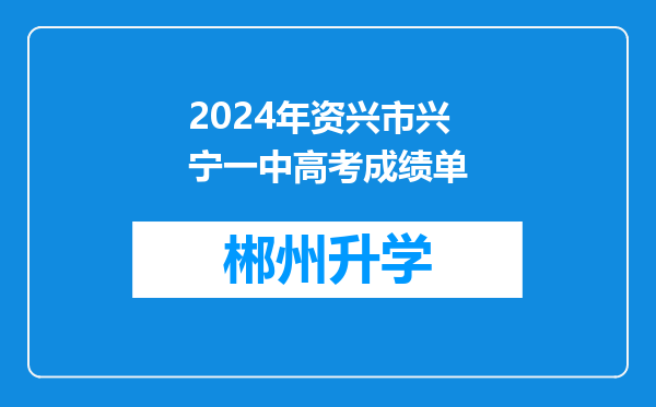 2024年资兴市兴宁一中高考成绩单