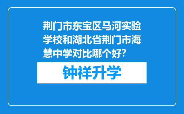 荆门市东宝区马河实验学校和湖北省荆门市海慧中学对比哪个好？