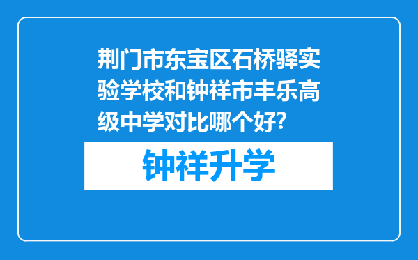 荆门市东宝区石桥驿实验学校和钟祥市丰乐高级中学对比哪个好？