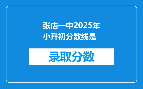 张店一中2025年小升初分数线是