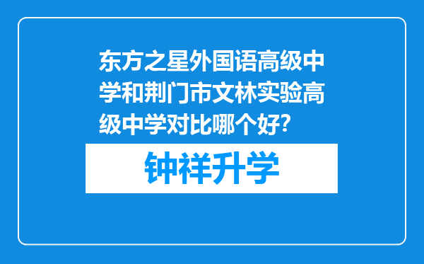 东方之星外国语高级中学和荆门市文林实验高级中学对比哪个好？