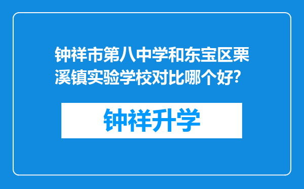 钟祥市第八中学和东宝区栗溪镇实验学校对比哪个好？