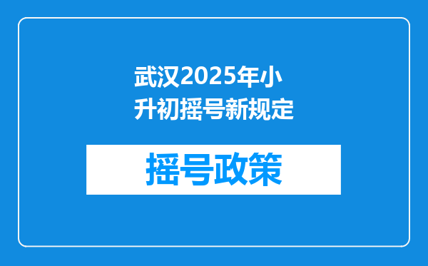 武汉2025年小升初摇号新规定