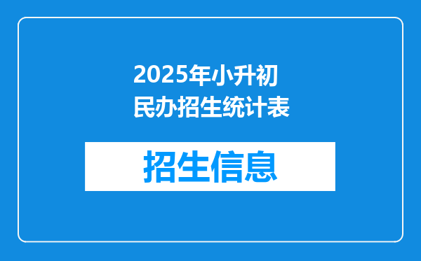 2025年小升初民办招生统计表