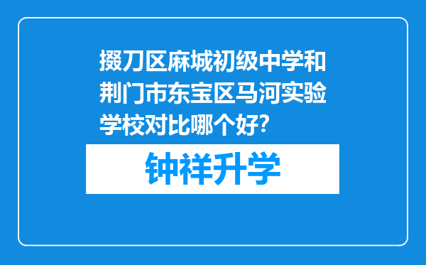 掇刀区麻城初级中学和荆门市东宝区马河实验学校对比哪个好？