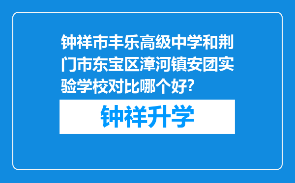 钟祥市丰乐高级中学和荆门市东宝区漳河镇安团实验学校对比哪个好？