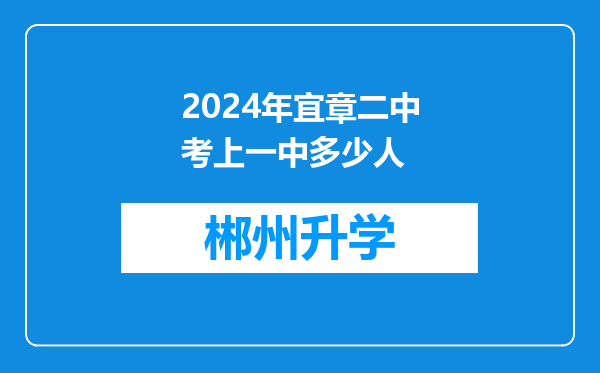 2024年宜章二中考上一中多少人