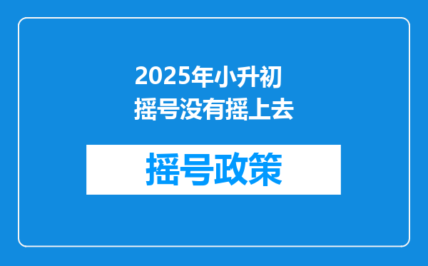 2025年小升初摇号没有摇上去