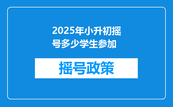 2025年小升初摇号多少学生参加