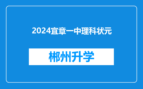 2024宜章一中理科状元