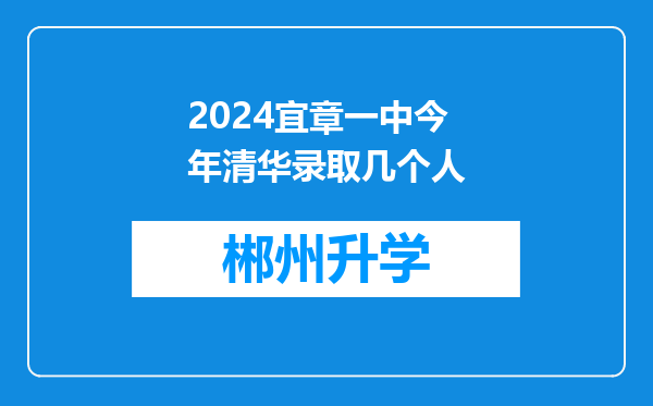 2024宜章一中今年清华录取几个人