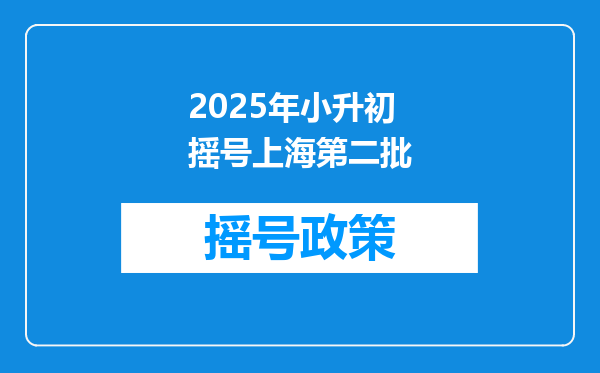 2025年小升初摇号上海第二批