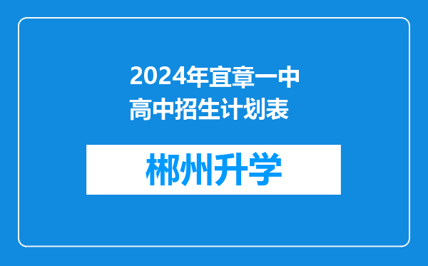 2024年宜章一中高中招生计划表