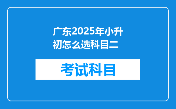 广东2025年小升初怎么选科目二