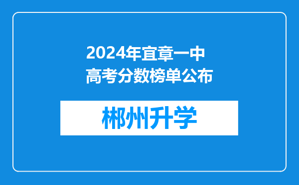 2024年宜章一中高考分数榜单公布