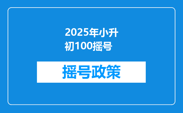 2025年小升初100摇号