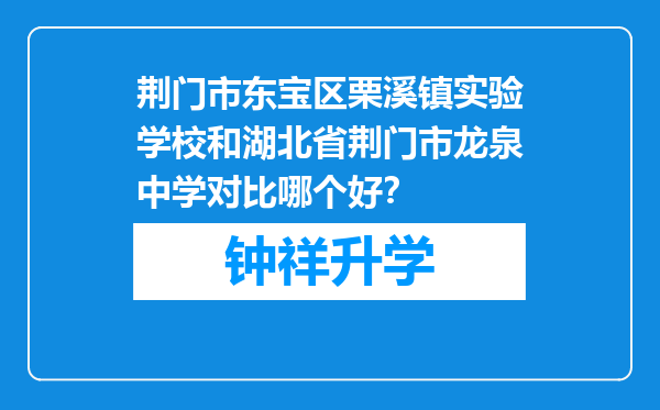 荆门市东宝区栗溪镇实验学校和湖北省荆门市龙泉中学对比哪个好？