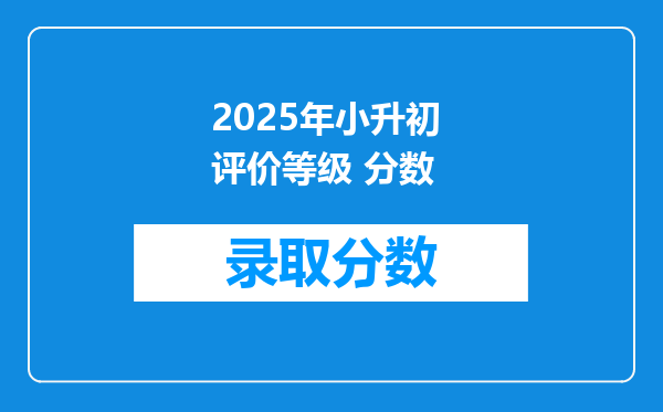 2025年小升初 评价等级 分数